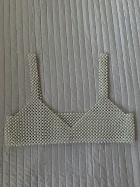 Pearl Beaded Crop Top - Ivory Pearl